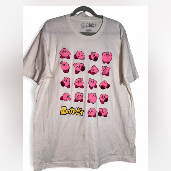 Nintendo Tops - Nintendo Kirby Graphic Tee - White & Pink